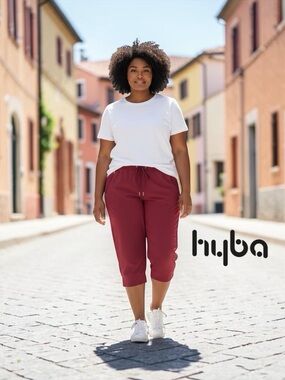 NEW, Hyba, Plus Size 2X, Red Athletic Capri Pants Stretch Activewear